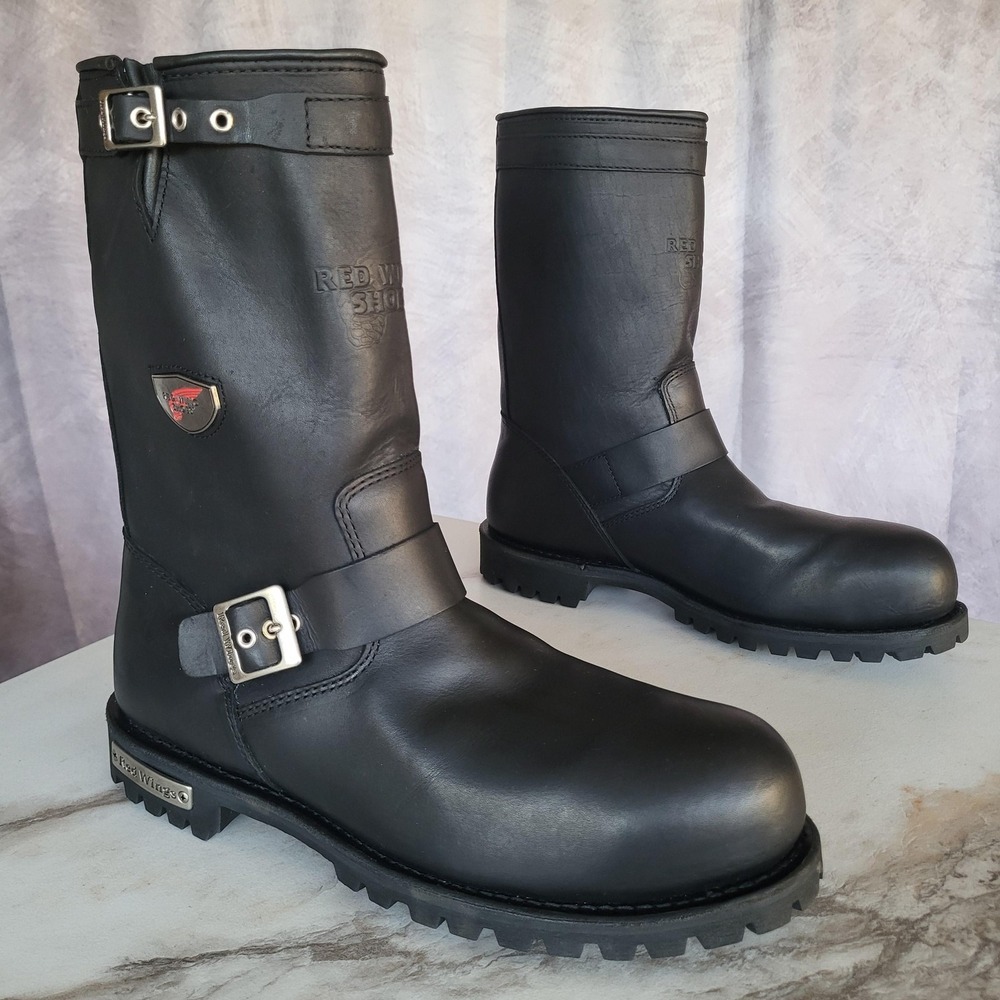 Red Wing Steel Toe Biker Engineer 988 Boots Men's Size 14 Black Leather